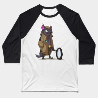 Fox Detective Illustration Baseball T-Shirt